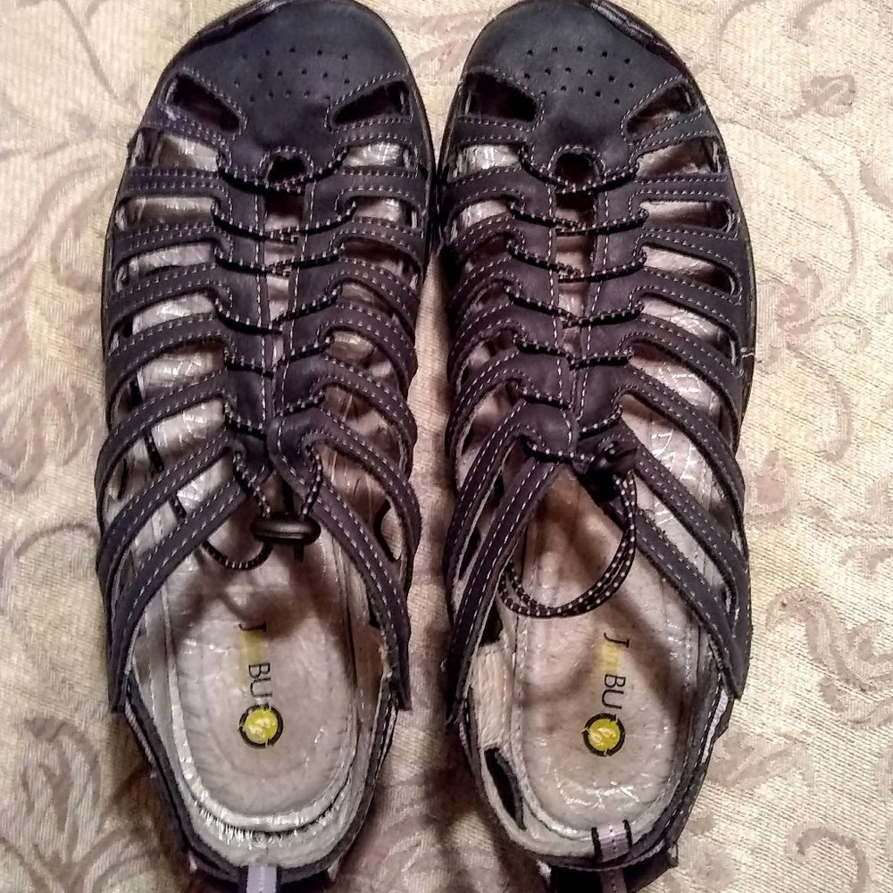 JAMBU Bare Feet Designs Black Leather Sport Sandal